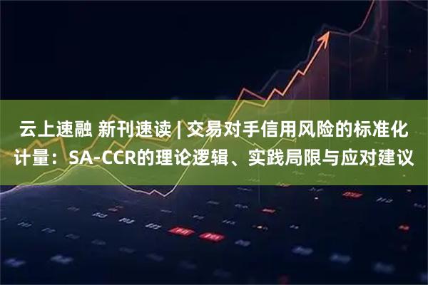 云上速融 新刊速读 | 交易对手信用风险的标准化计量：SA-CCR的理论逻辑、实践局限与应对建议